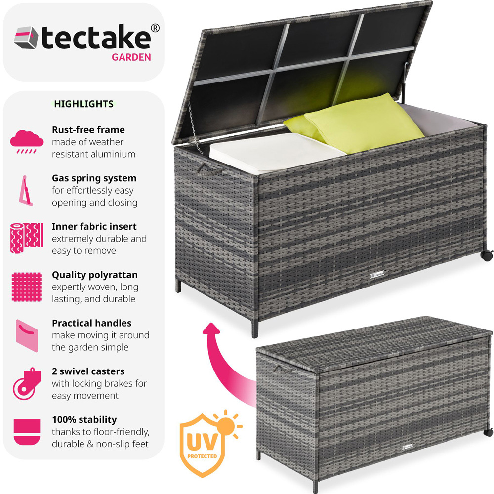 tectake 297L Grey Rattan Storage Box Image 3