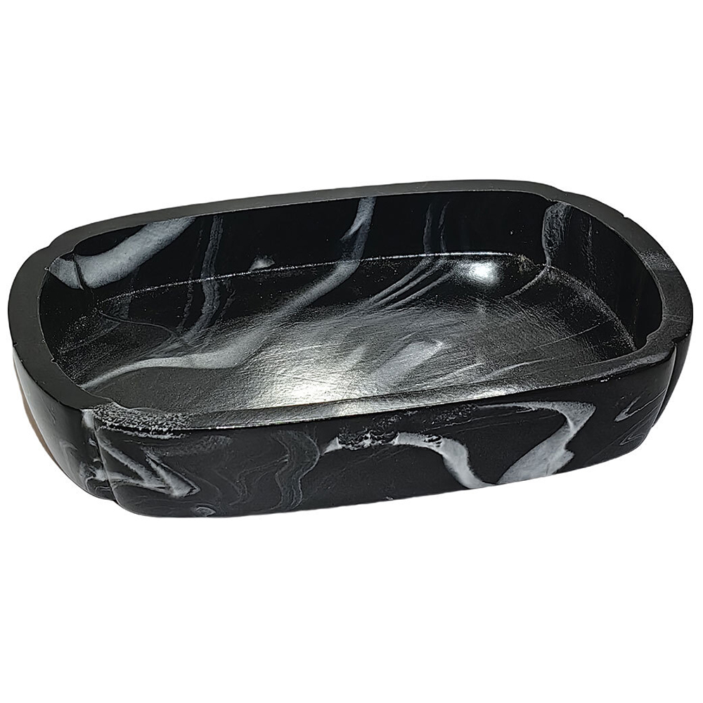 Black Carrara Marble Effect Soap Dish Image