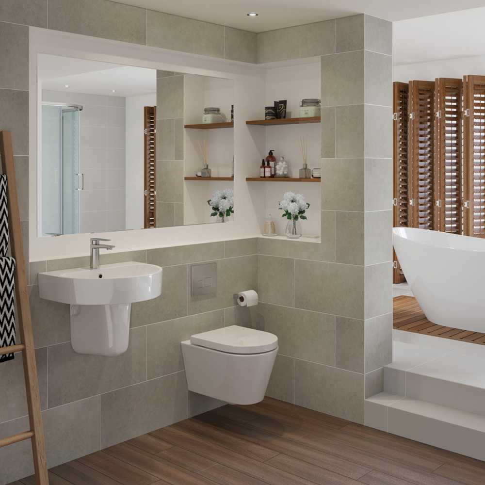 Bathstore Bavaro Single Tap Hole White Vitreous China Semi Pedestal Basin 555 x 430mm Image 3