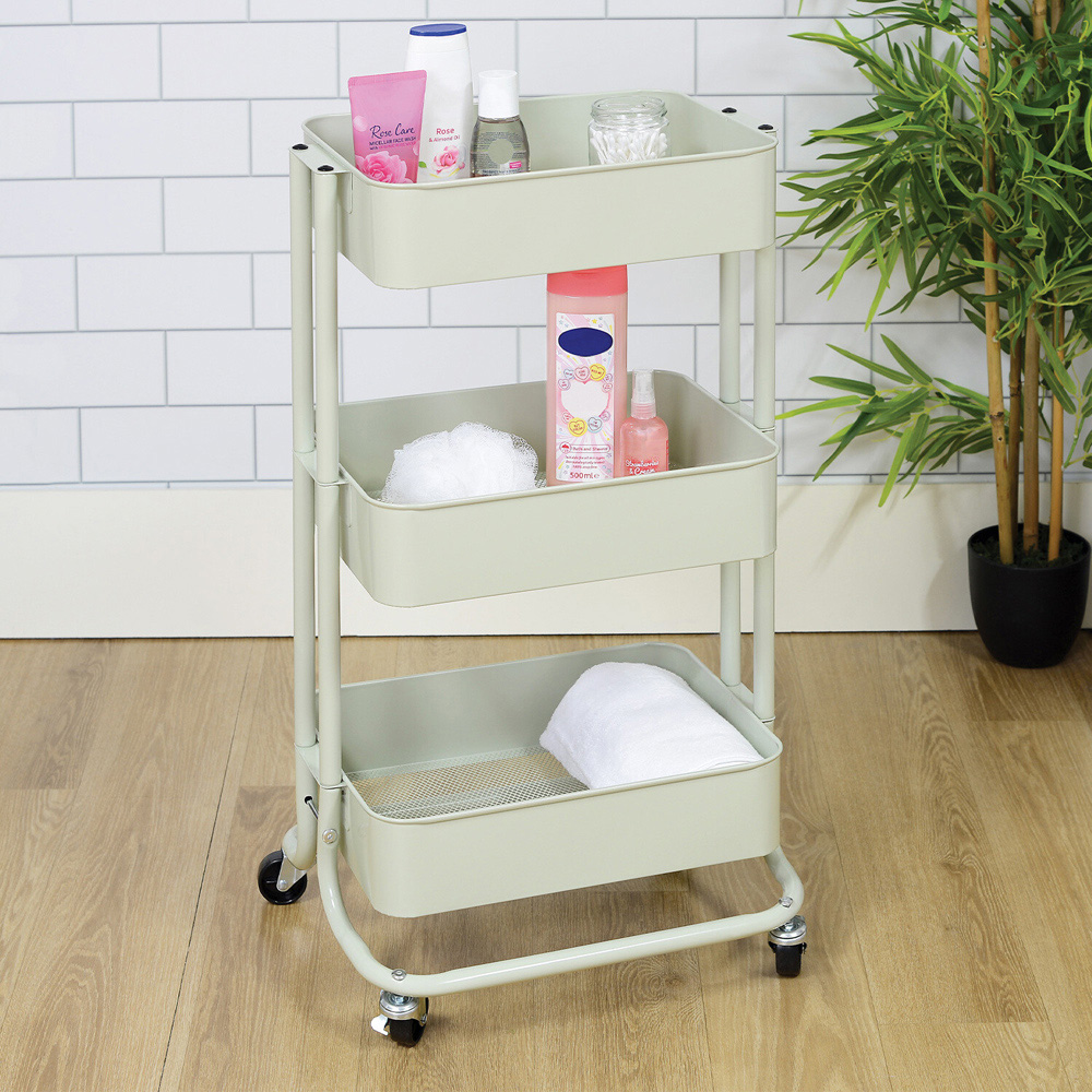 3 Tier Sage Green Trolley Image 2