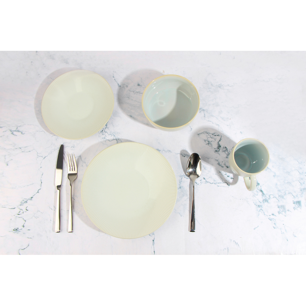Waterside Reactive Glaze Cream 16 Piece Dinner Set Image 2