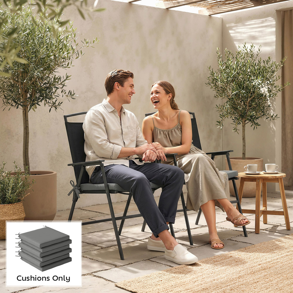 Outsunny Dark Grey Seat Cushion with Machine Washable Cover 46 x 42cm 6 Pack Image 3