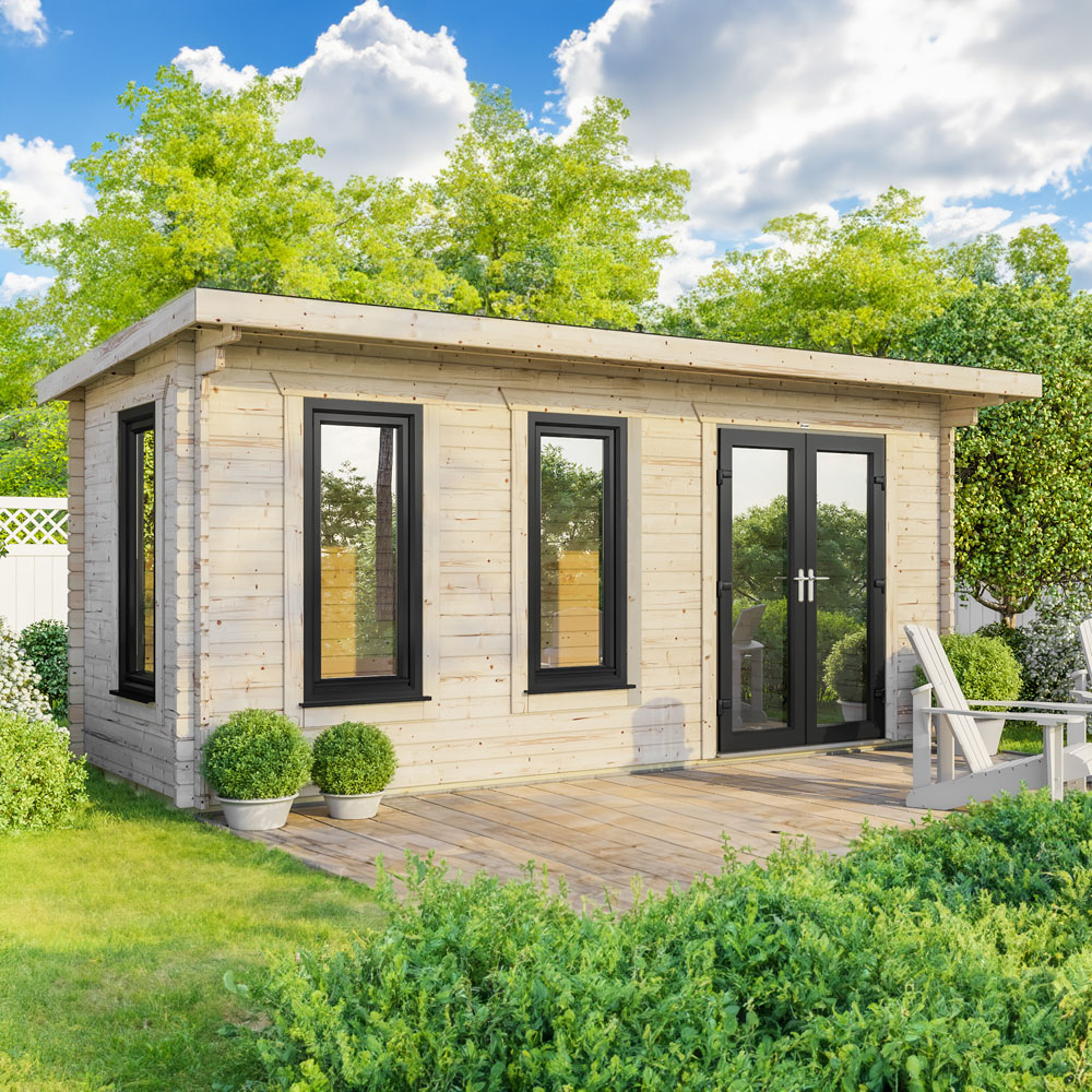 Power Sheds 20 x 8ft Right Double Door Pent Log Cabin Image 2