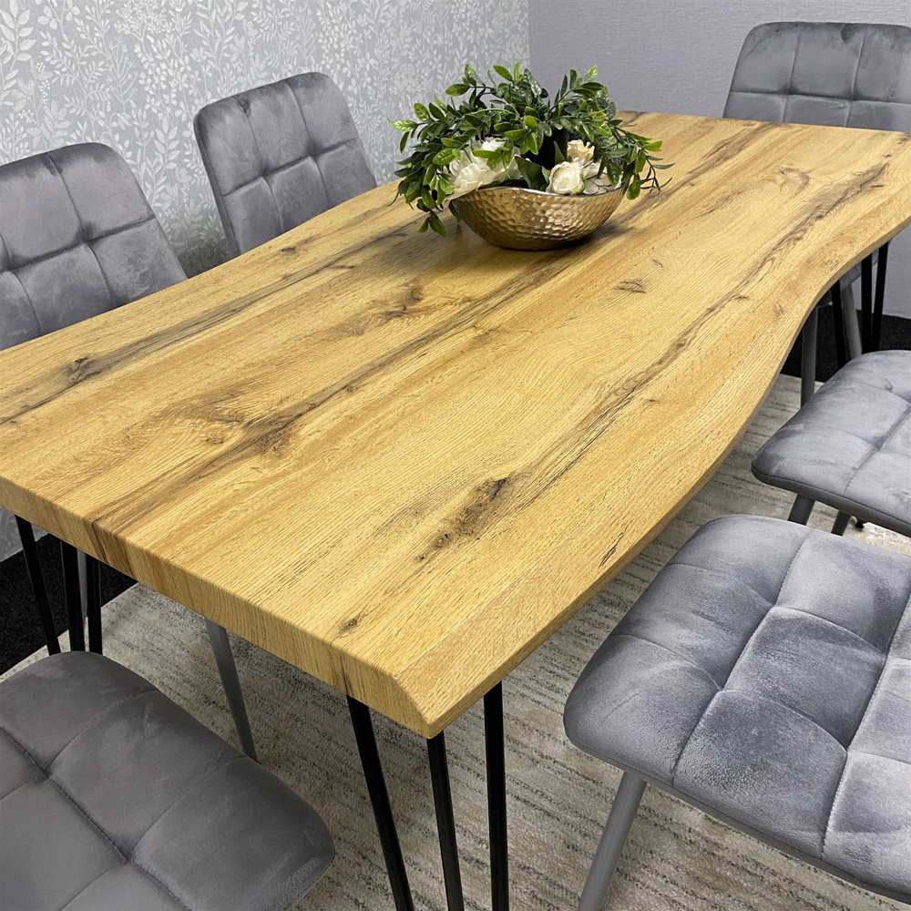 Kosy Koala 6 Seater Velvet Wooden Dining Set Grey Image 2