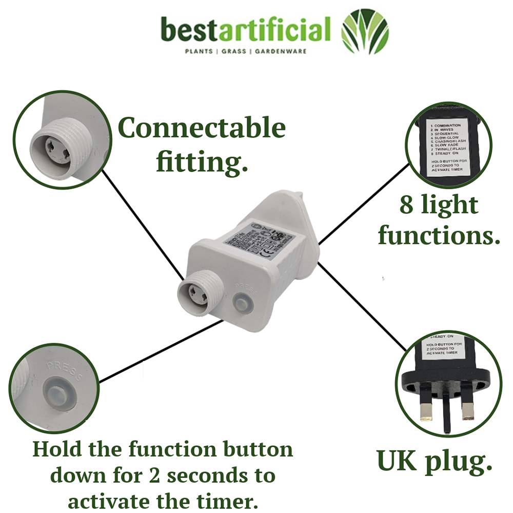 Best Artificial 300 Multicoloured Multi Function Mains Powered Clear String Light Image 3