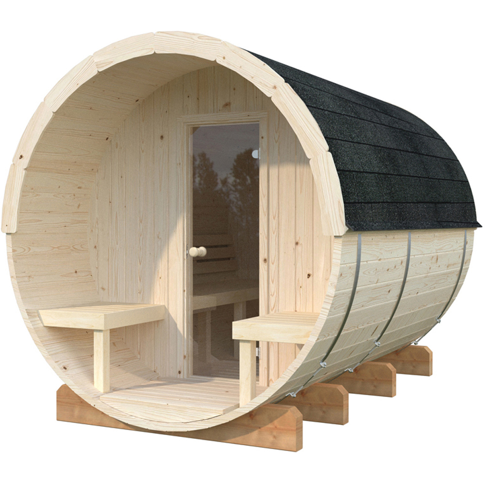 Palmako Anita 7.2 x 9.5ft Outdoor Barrel Wooden Sauna Image 3