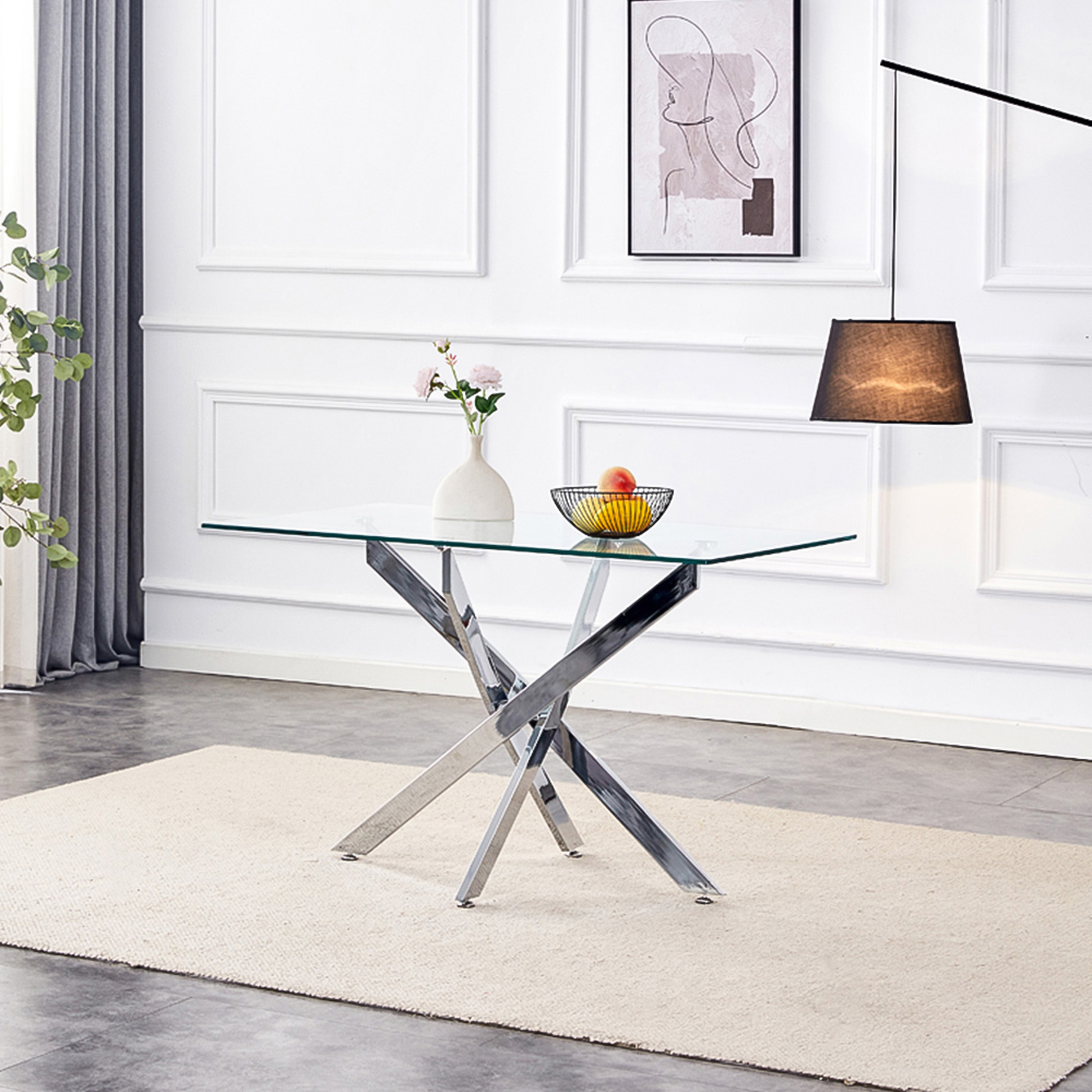 Kosy Koala Glass Rectangle Dining Table with Chrome Legs Image 3