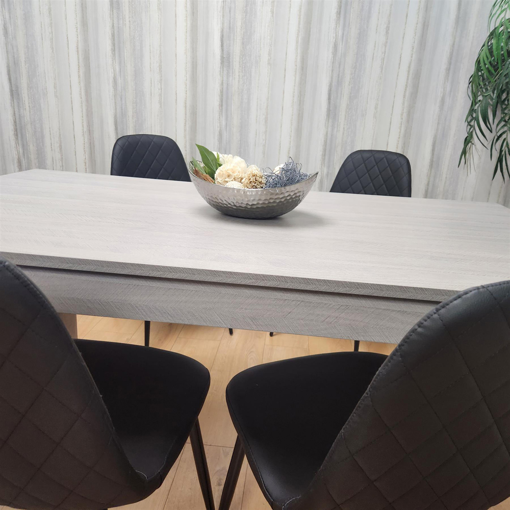 Kosy Koala 4 Seater Leather Wooden Dining Set Black Image 3