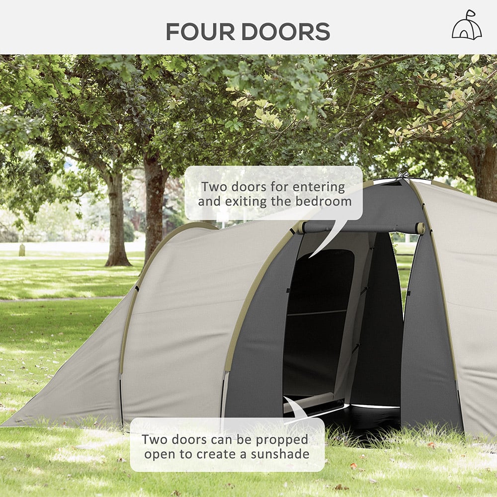 Outsunny 4-6 Person Waterproof Camping Tent White and Grey Image 5