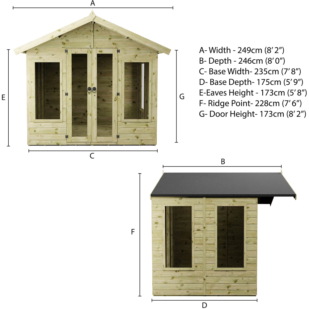 Mercia 6 x 8ft Double Door Premium Sussex Traditional Summerhouse Image 8