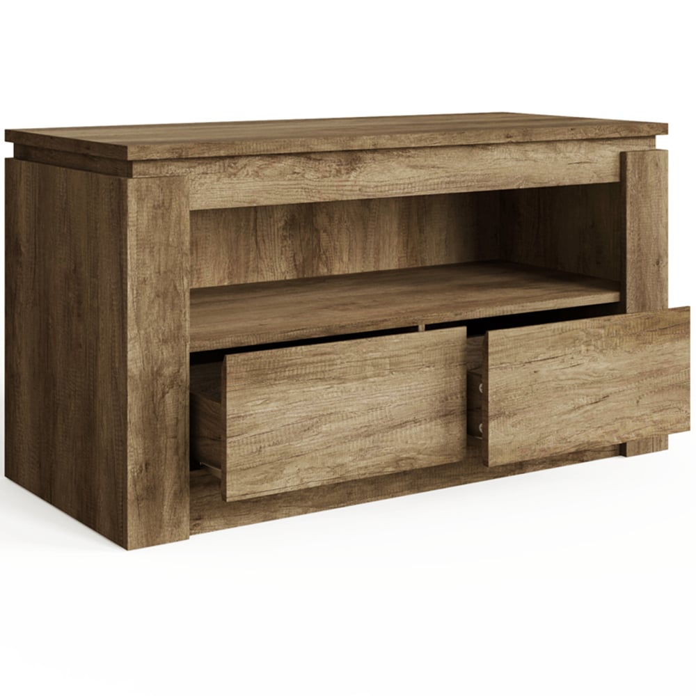 GFW Canyon 2 Drawer Single Shelf Oak TV Unit Image 3