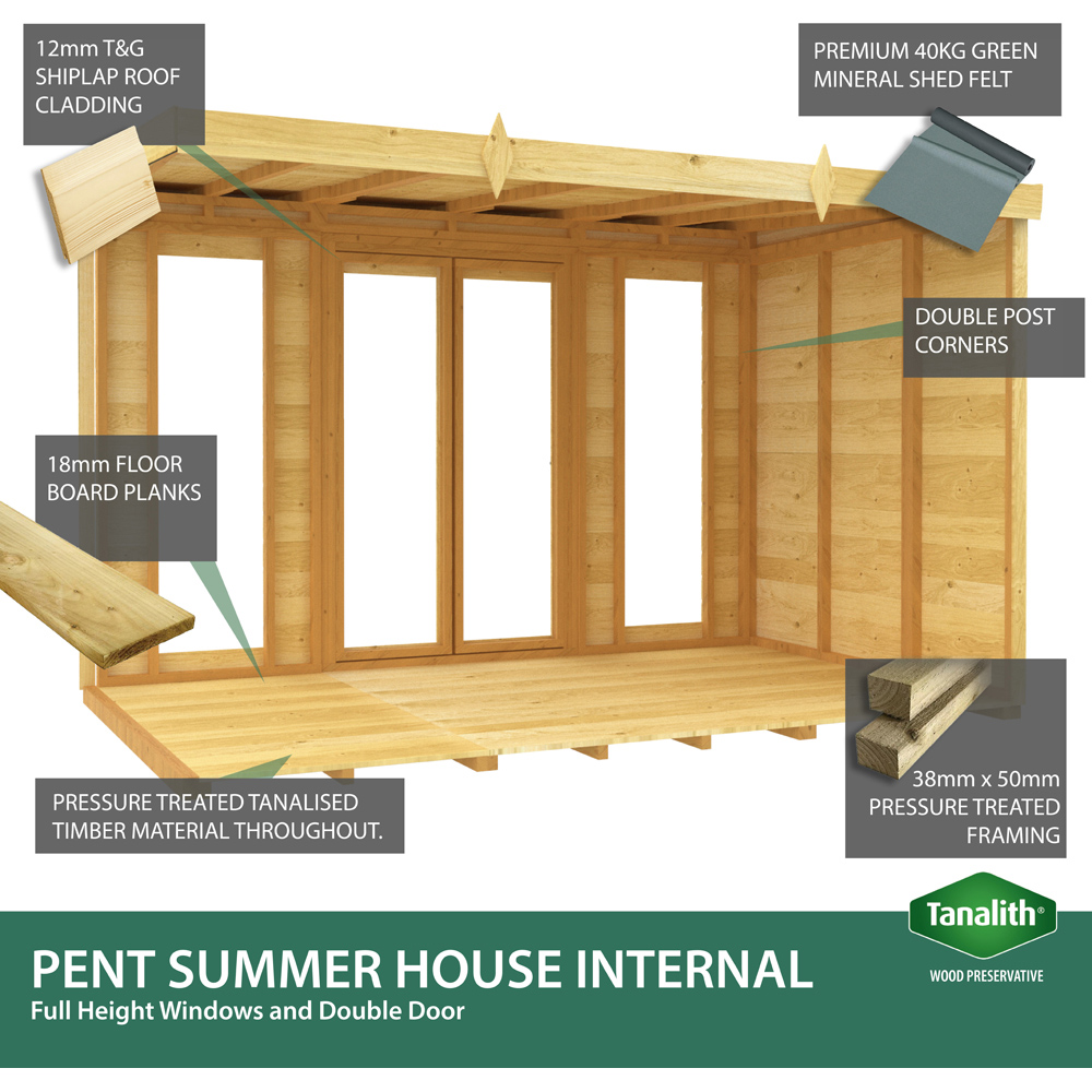 DIY Sheds 16 x 7ft Tongue and Groove Timber Pent Summerhouse Image 5