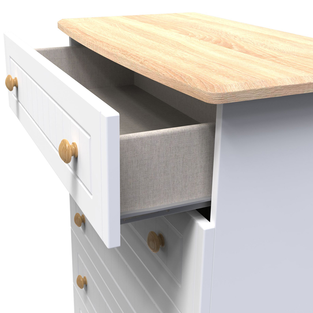 Crowndale Warwick 5 Drawer White Ash and Oak Chest of Drawers Image 6