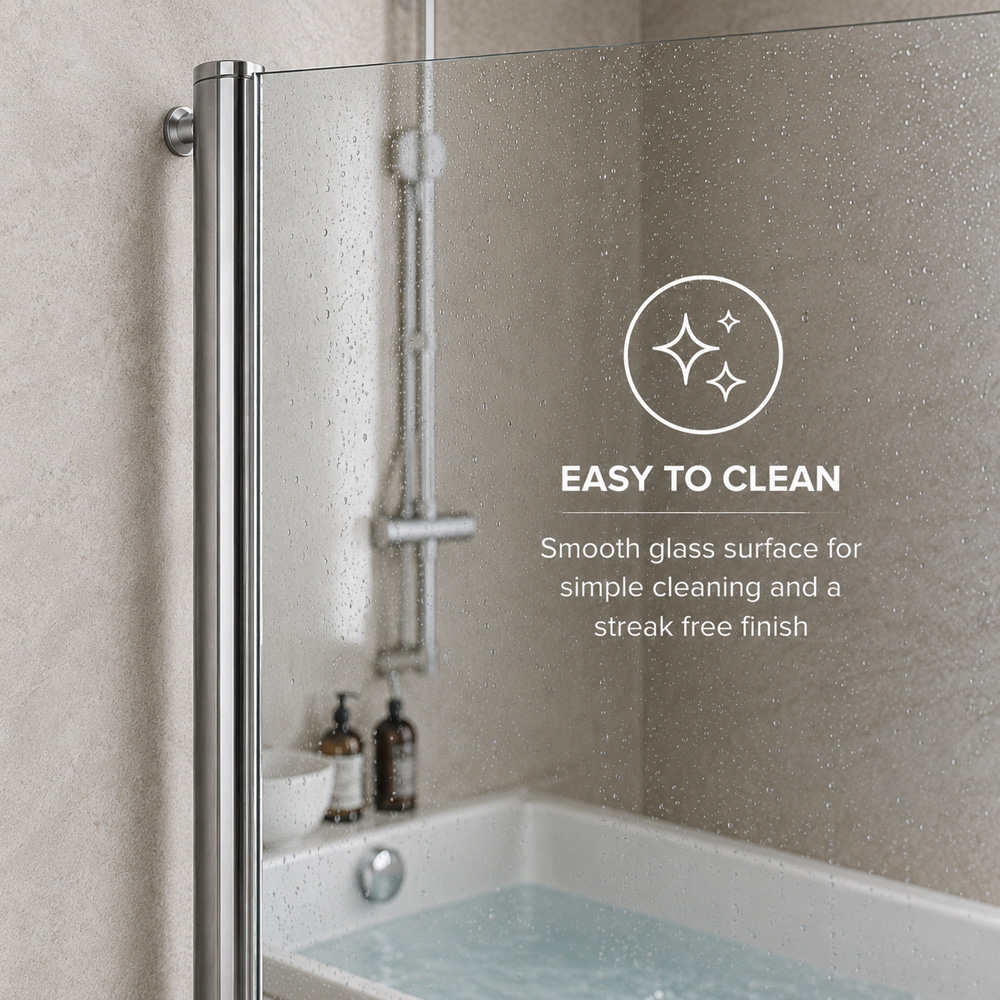 Go Bathrooms Jude Chrome Single Pivot Bath Shower Screen 600mm Image 4