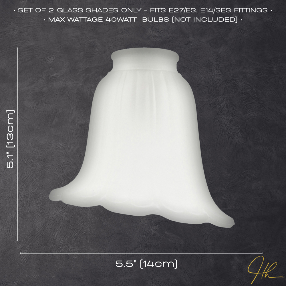 Happy Homewares Frosted White Floral Glass Shade with Slanted Opening 2 Pack Image 8