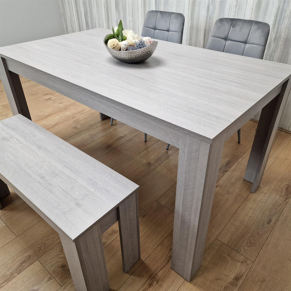 Portland 4 Seater Square Velvet Dining Table Set Arrow Grey and Grey Image 4