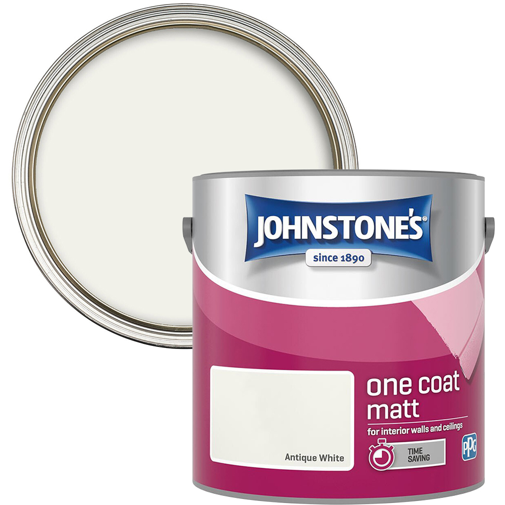 Johnstones One Coat Matt Paint - Antique White Image 1