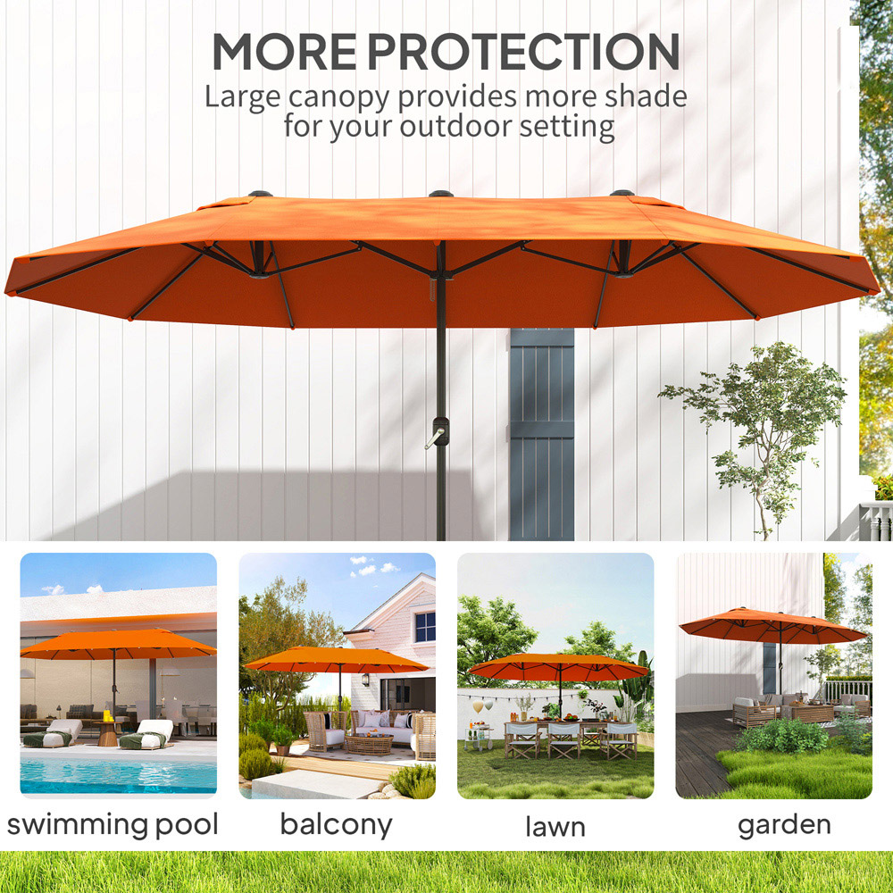 Outsunny Orange Crank Handle Double Sided Umbrella 4.6m Image 8
