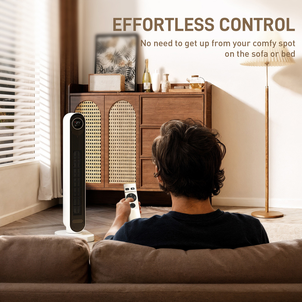 HOMCOM White Ceramic Electric Fan Space Heater 2000W Image 4