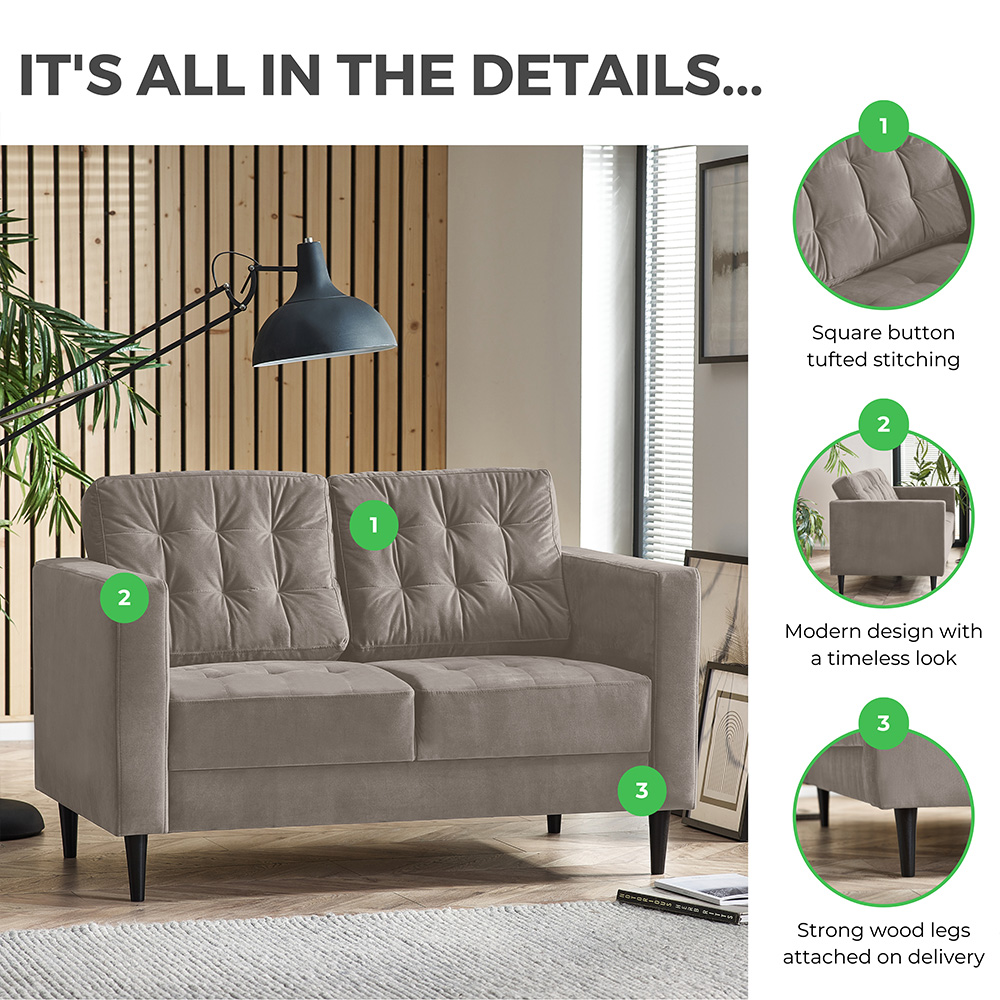 Furniturebox Josie 2 Seater Burnt Orange Velvet Sofa Image 6