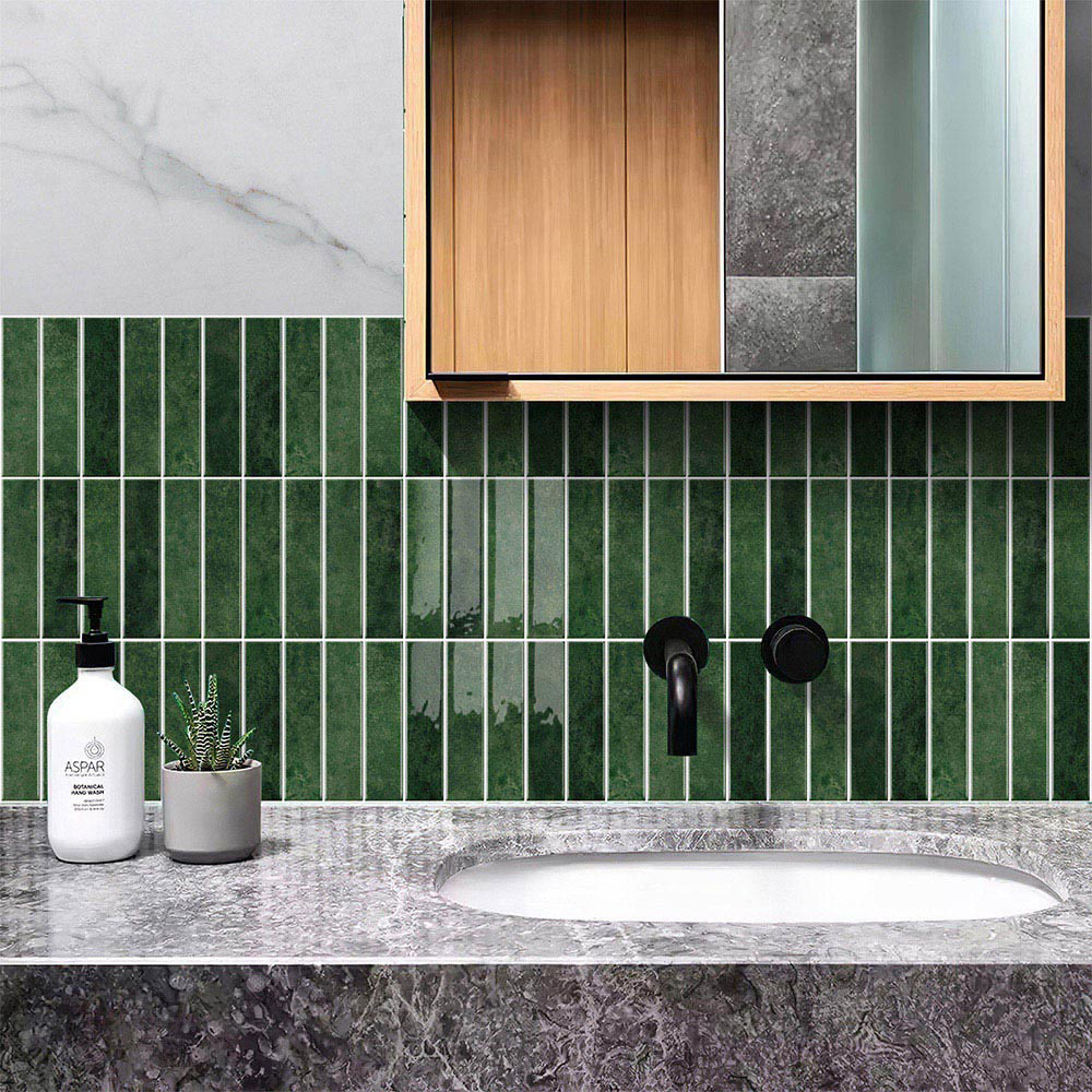 Living and Home Dark Green Peel and Stick Wall Tile Sticker 30 x 30cm 10 Pack Image 7