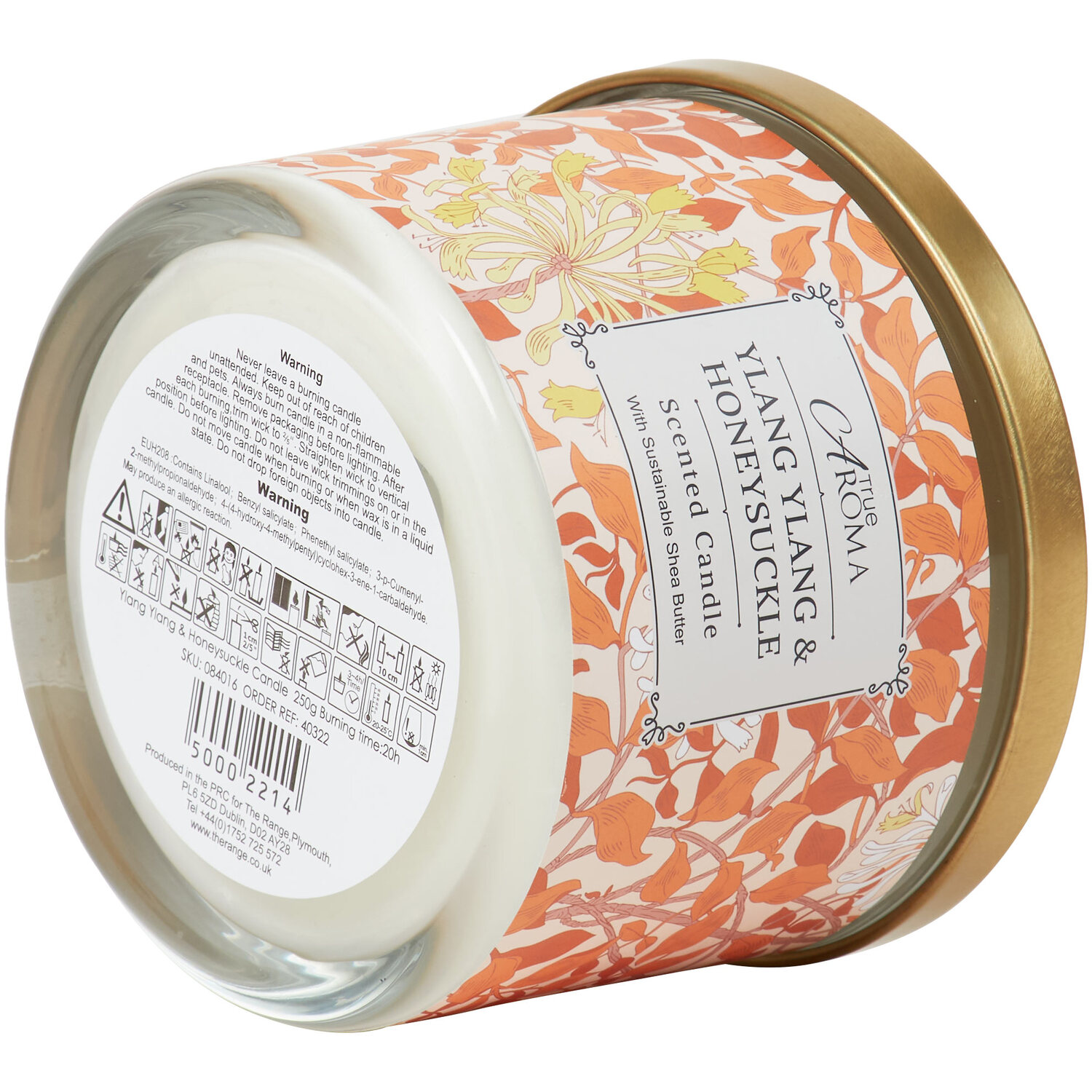Ylang Ylang & Honeysuckle Candle - Orange Image 3