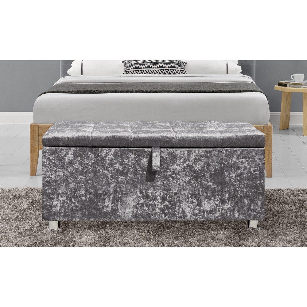 Brooklyn Silver Crushed Velvet 4 Piece Bedroom Furniture Set Image 4