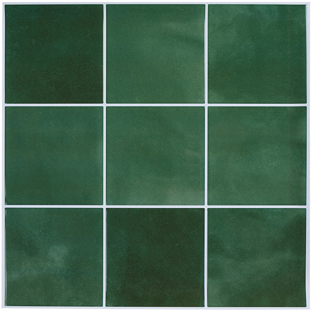Living and Home 9 Grid Green Peel and Stick Wall Tile Sticker 10 Pack Image 8