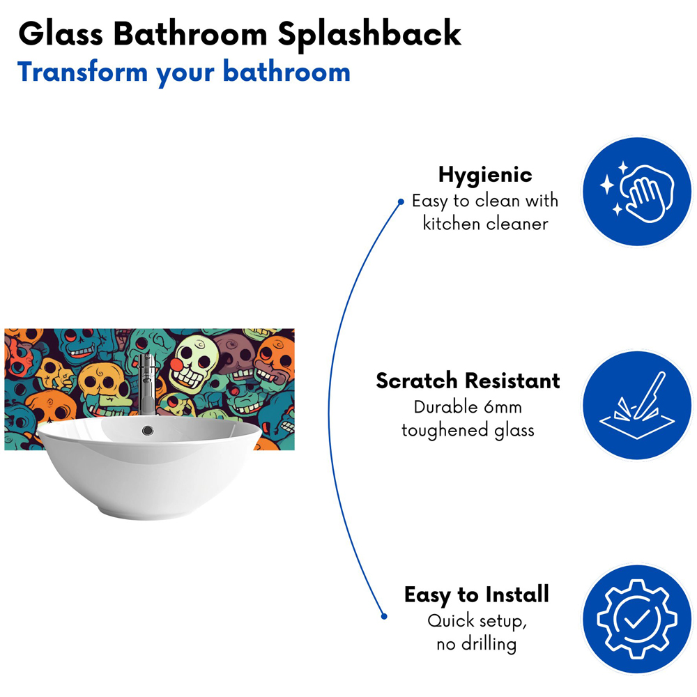 Warren Reed Designer Smiling Skulls Bathroom Splashback 25 x 60cm Image 4