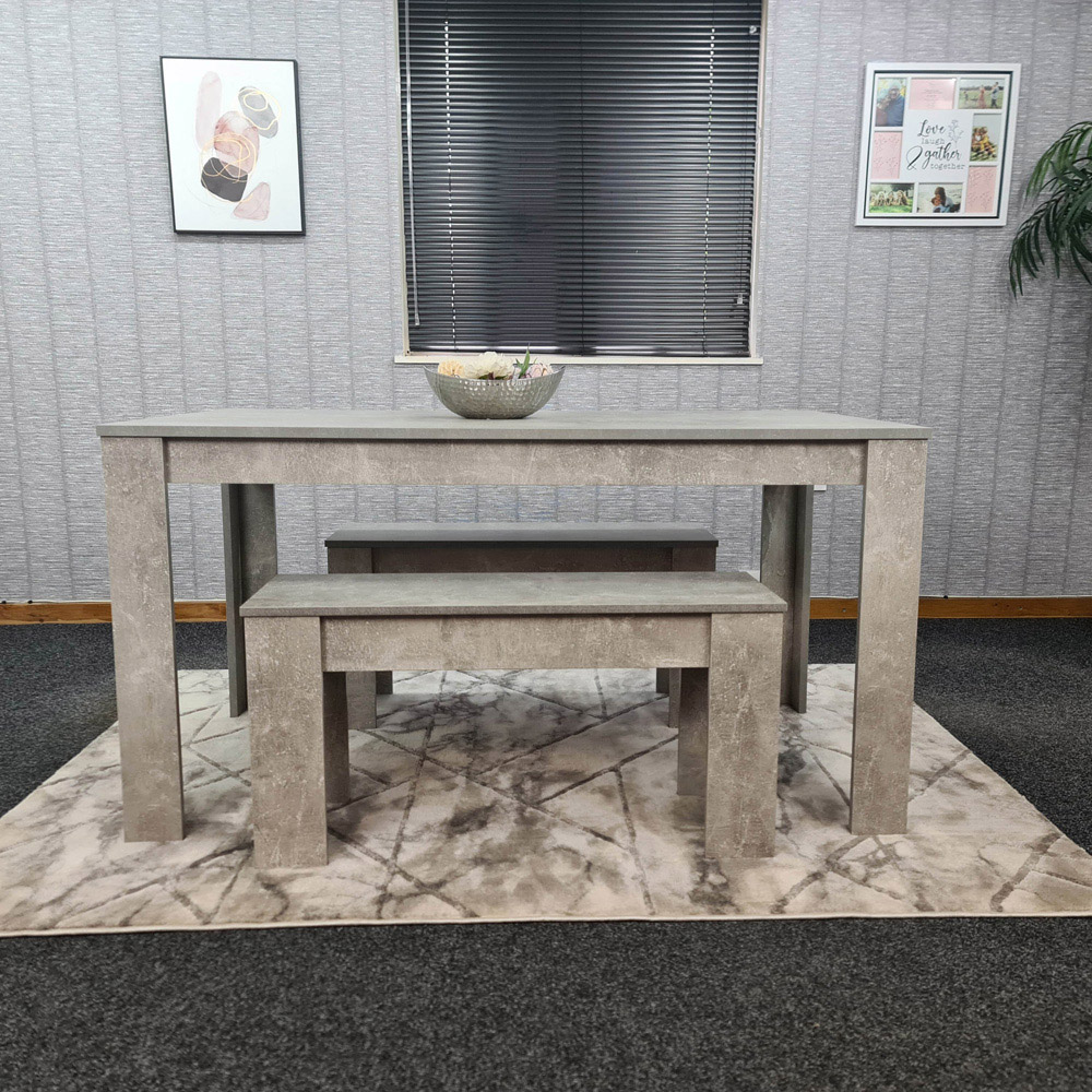 Portland 4 Seater Bench Dining Set Stone Grey Image 3
