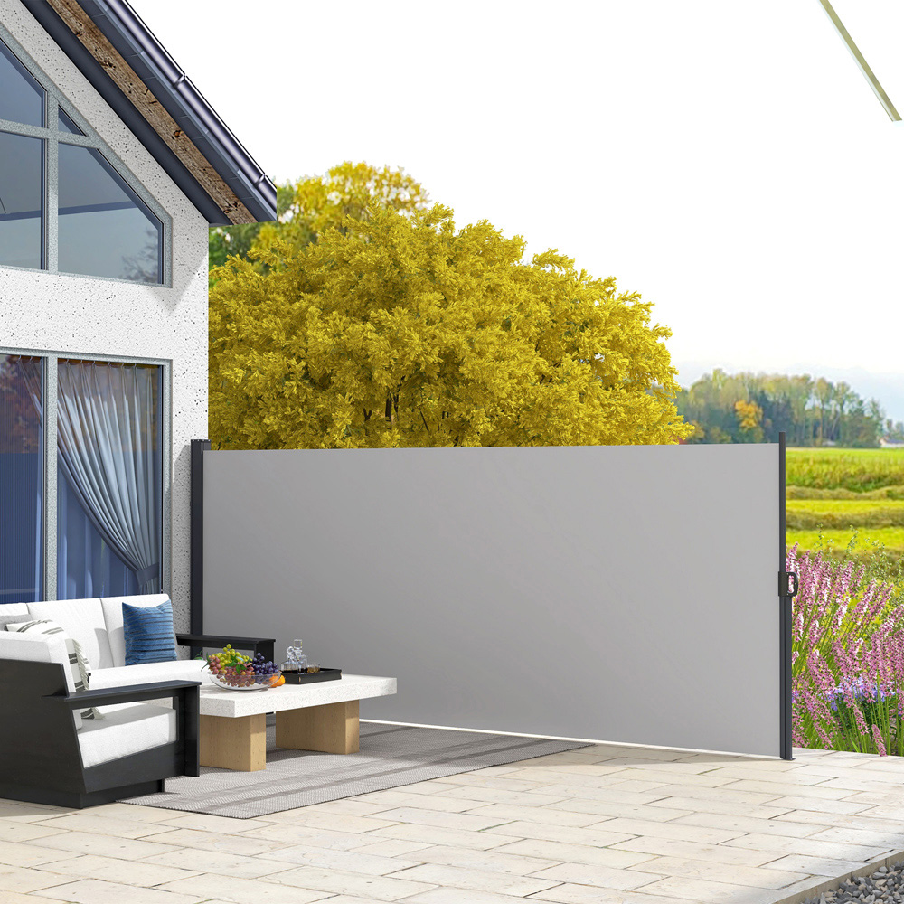 Outsunny 4 x 1.6m Light Grey Retractable Side Awning Image 2