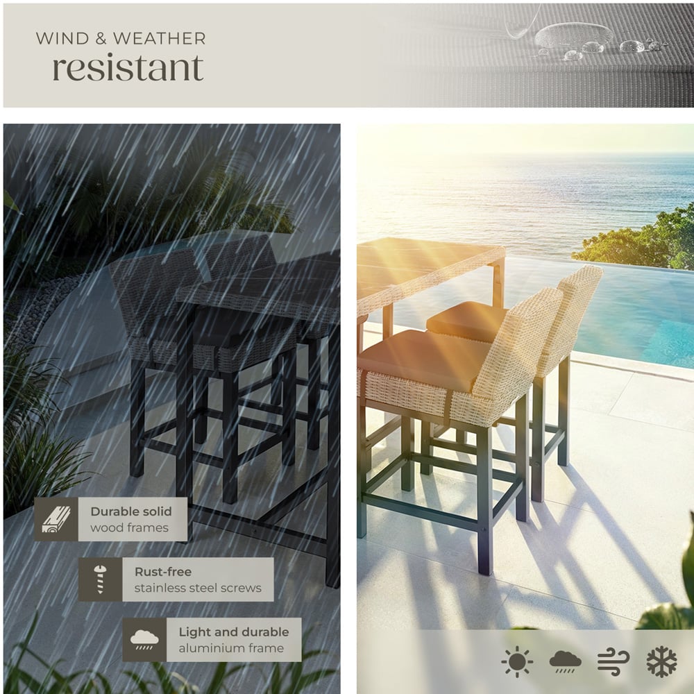 tectake Lovas Latina 4 Seater Poly Rattan Garden Bar Dining Table Grey Image 7