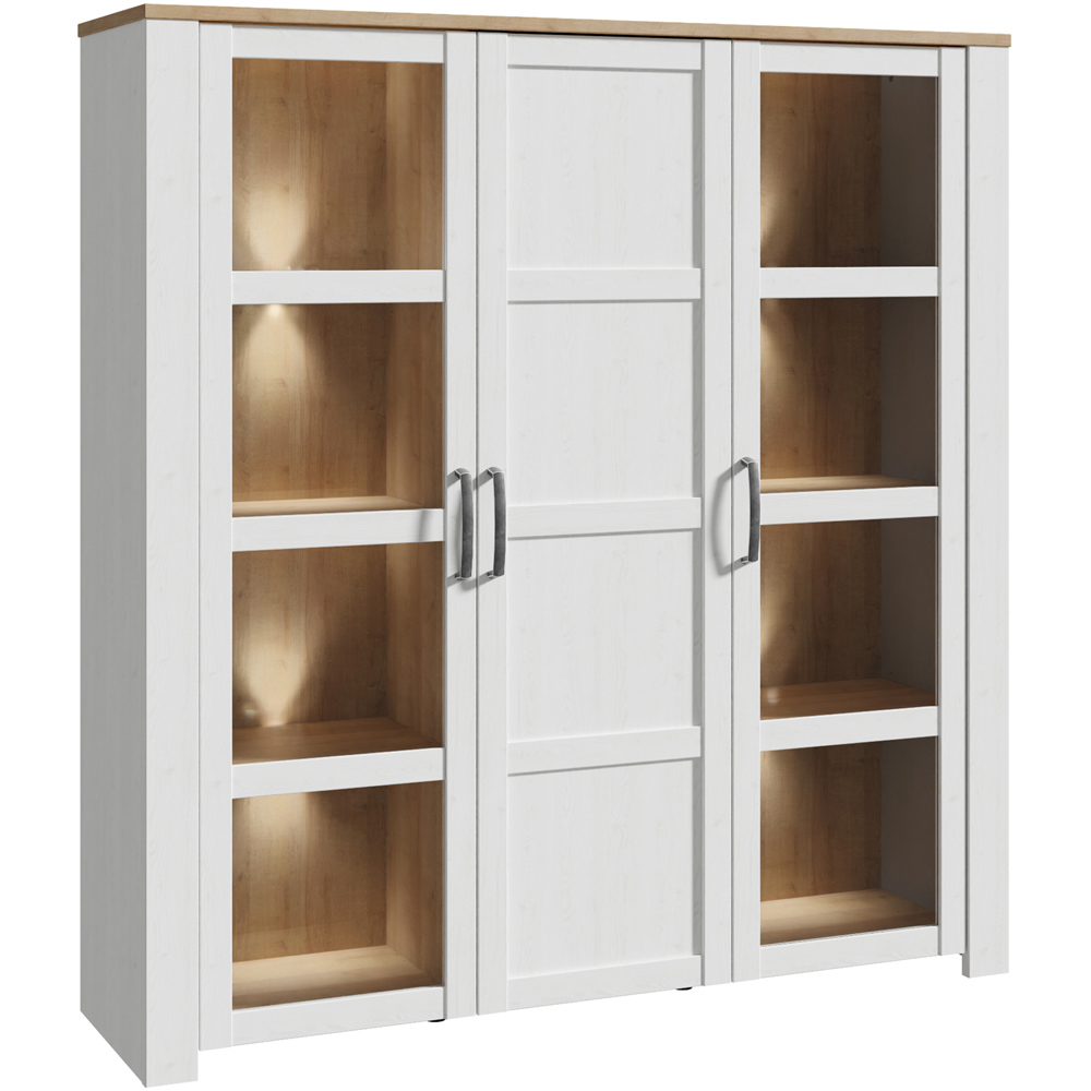 Florence Bohol 3 Door White Riviera Oak Large Display Cabinet Image 5