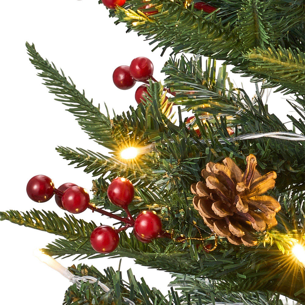 Living and Home String Light Pinecones and Red Berries Mini Artificial Christmas Tree 1.8ft Image 3