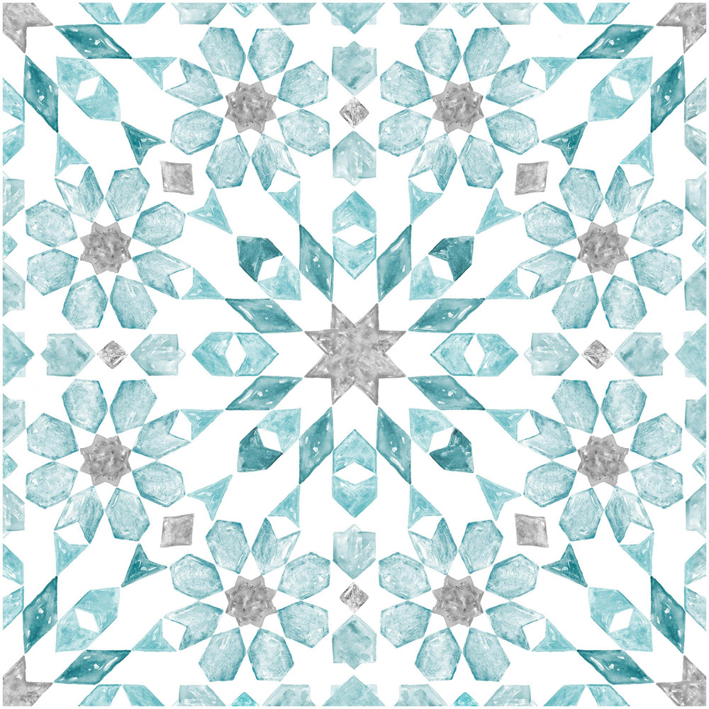 Floorpops Radiance Aqua Grey and Teal Peel and Stick Floor Tile 30.48 x 30.48cm 10 Pack Image 2