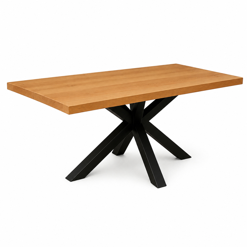 Homebase Sleek and Slender Mid Oak Brown 8 Seater Dining Table with Spider Leg Image 2