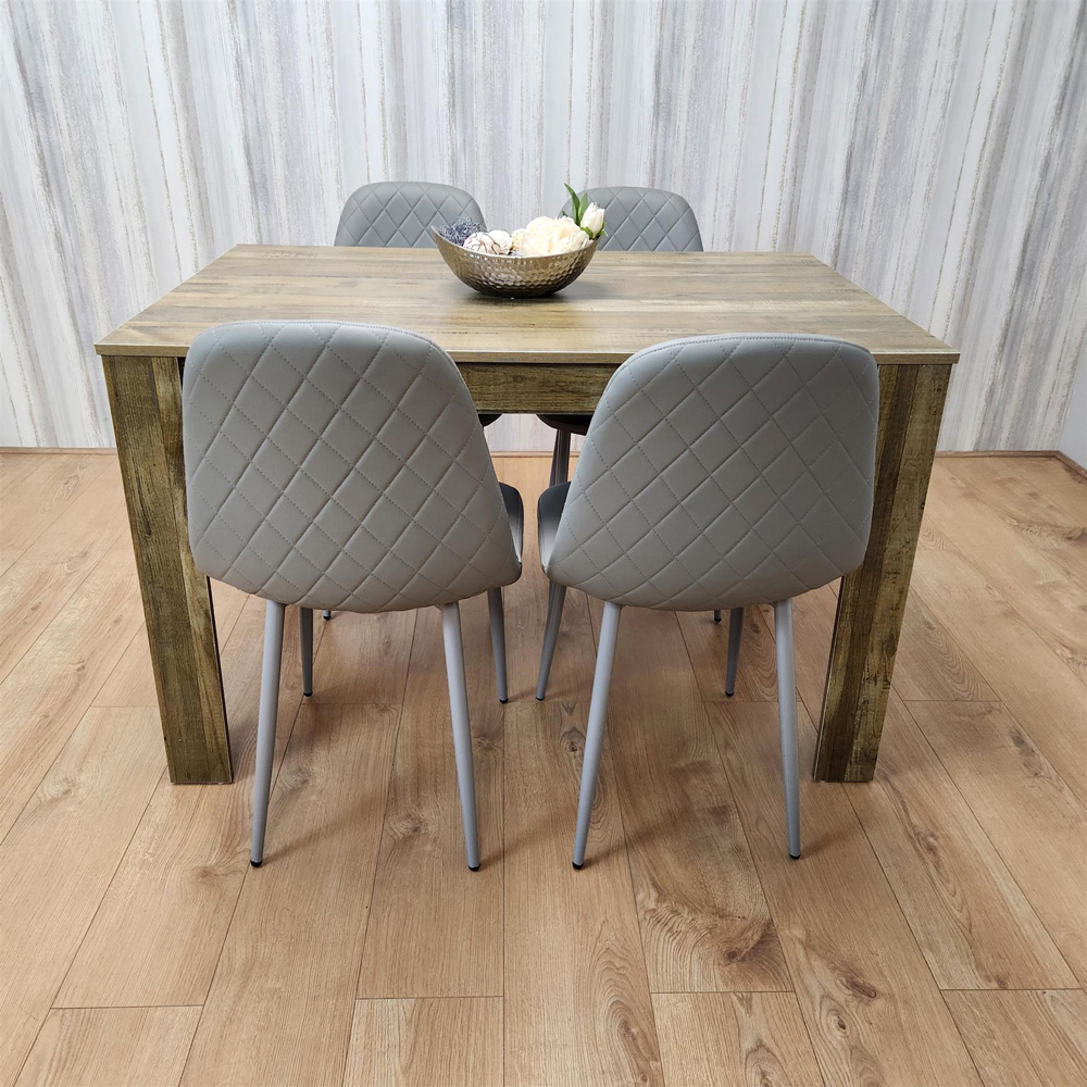 Portland 4 Seater Dining Set Rustic Effect and Grey Gem Image 6