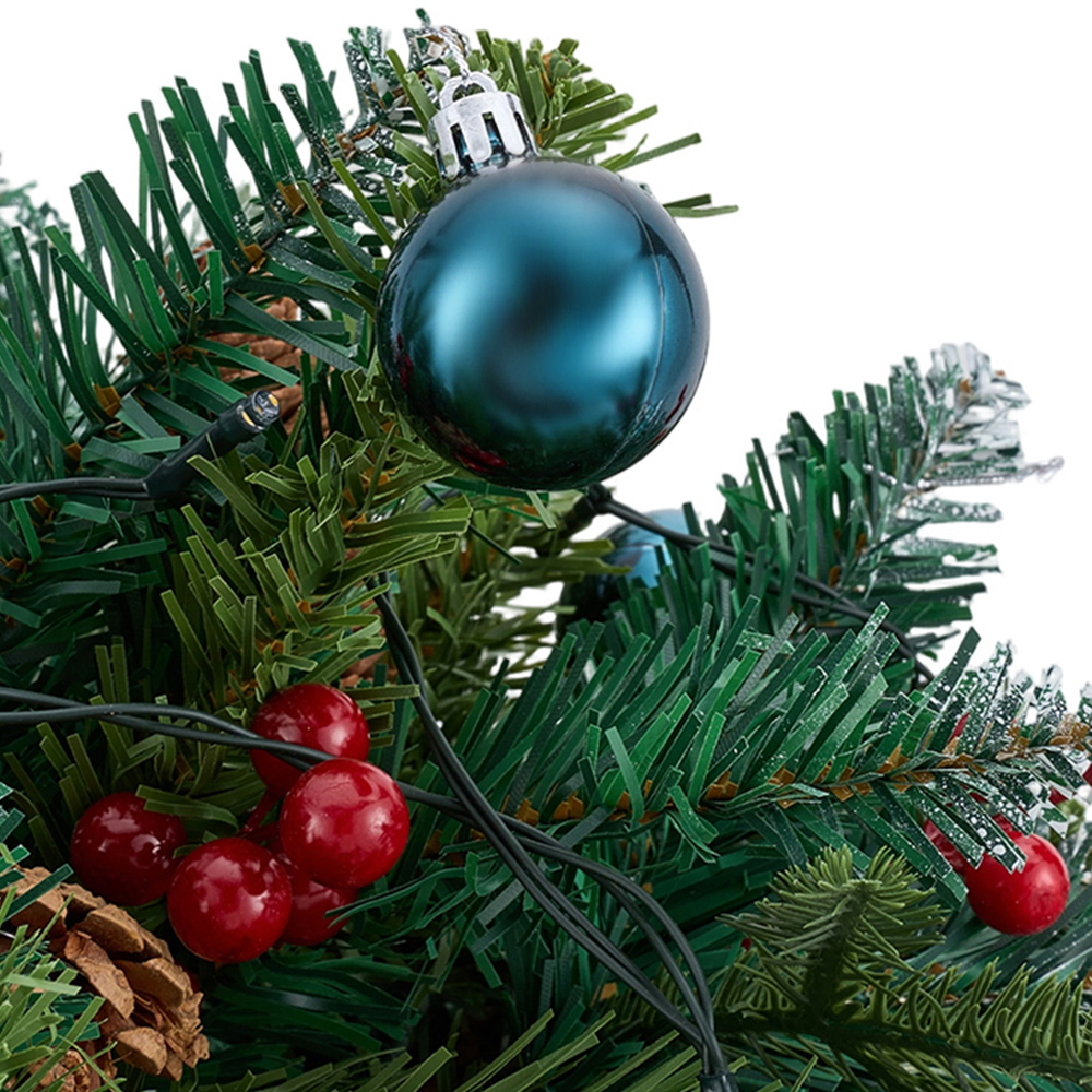 Living and Home Pre-Lit Christmas Planter Bush with Pinecones and Red Berries 58cm Image 3