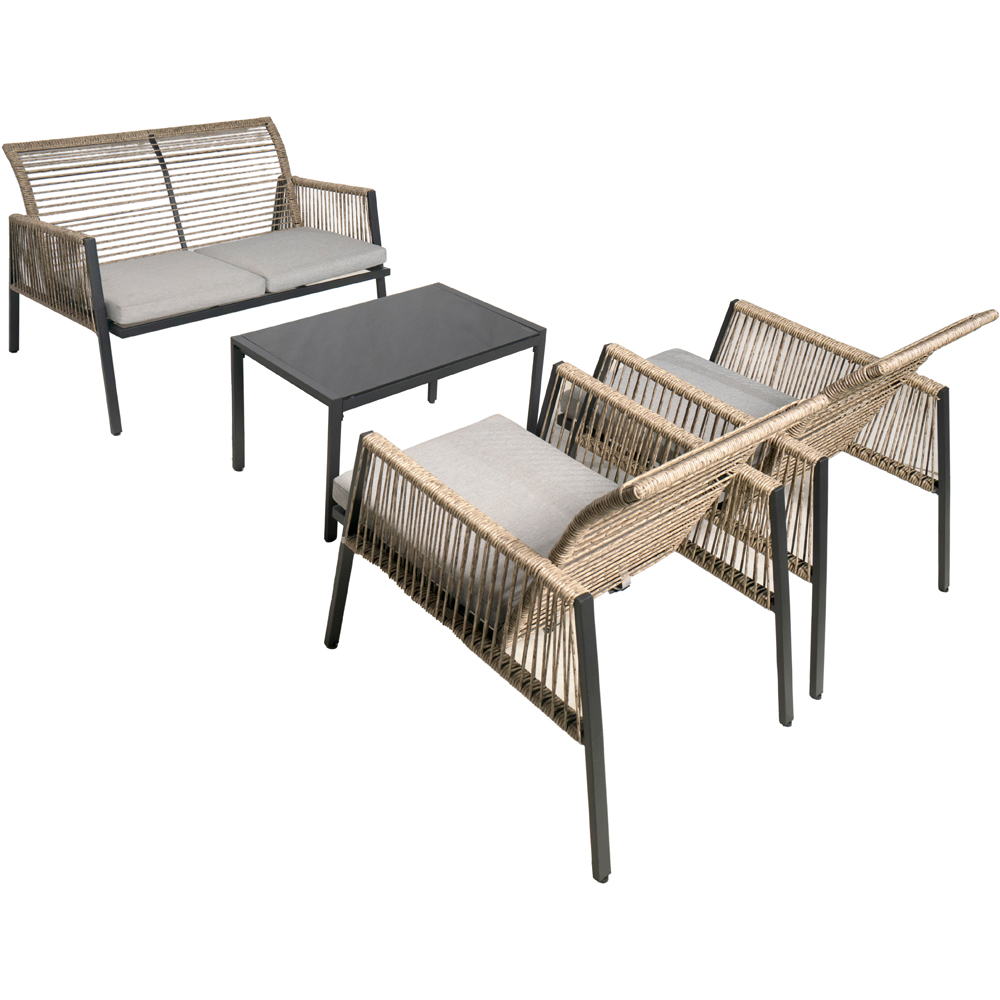 Furniture One 4 Seater Natural Padded Outdoor Lounge Set Image 6