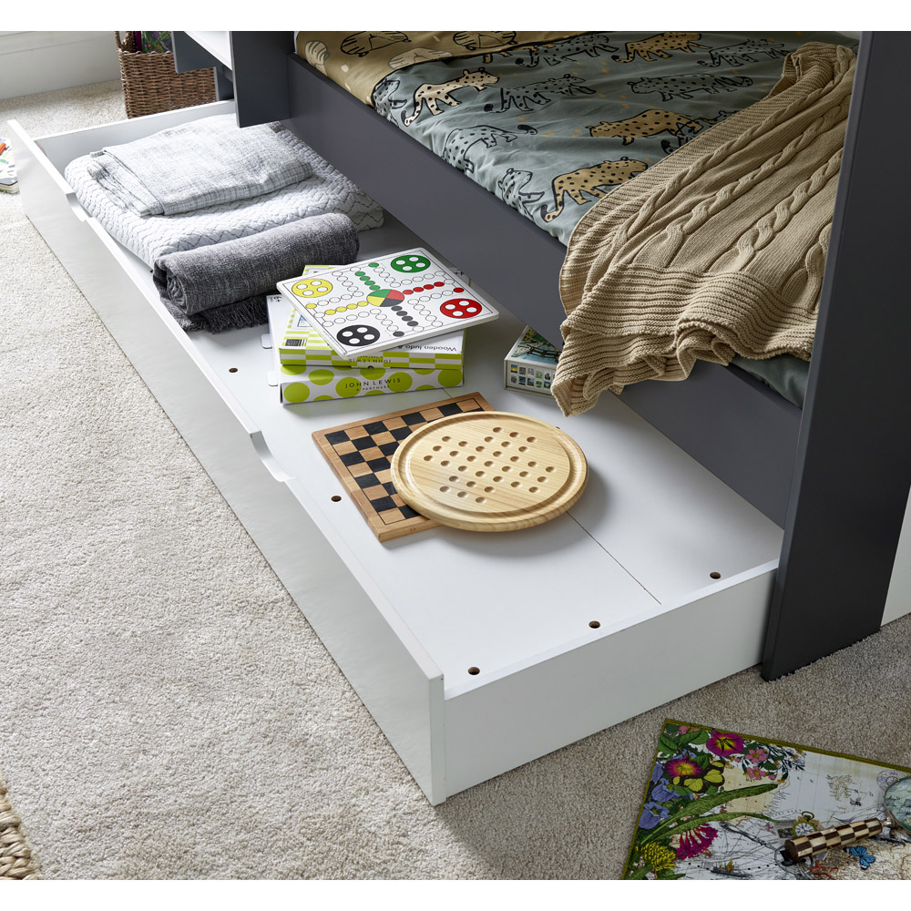 Oliver Grey and White Single Drawer Storage Bunk Bed with Spring Mattresses Image 5