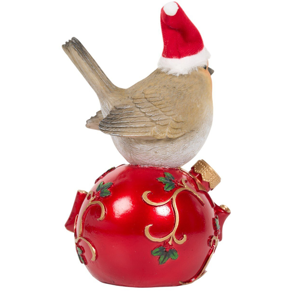 Christmas Robin on LED Bauble OrnamentRed Image 4