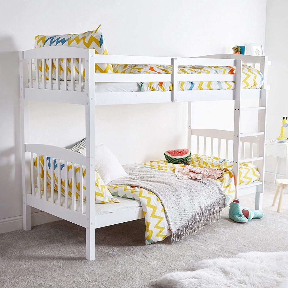Portland White Wooden Bunk Bed with 2 Mattress Image 4