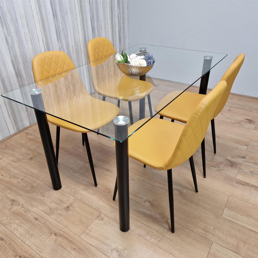 Portland 4 Seater Dining Set Mustard Image 5