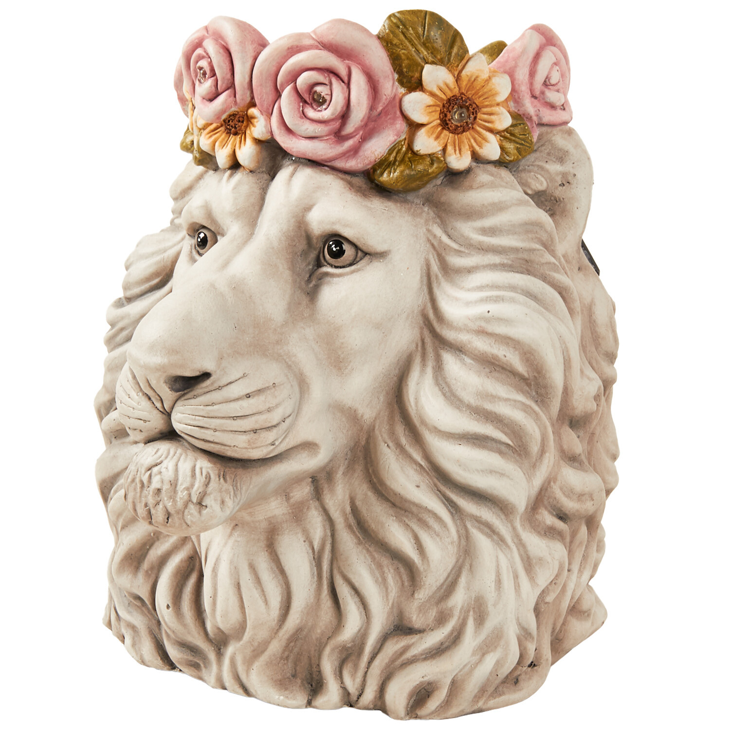 Solar Floral Lion Head Planter - Multicolour Image 2
