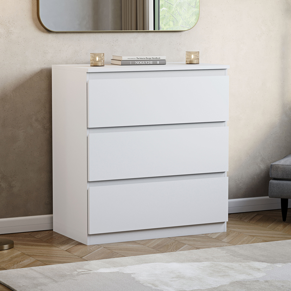 VIDA DESIGNS Denver 3 Drawer White Chest of Drawers Image 3