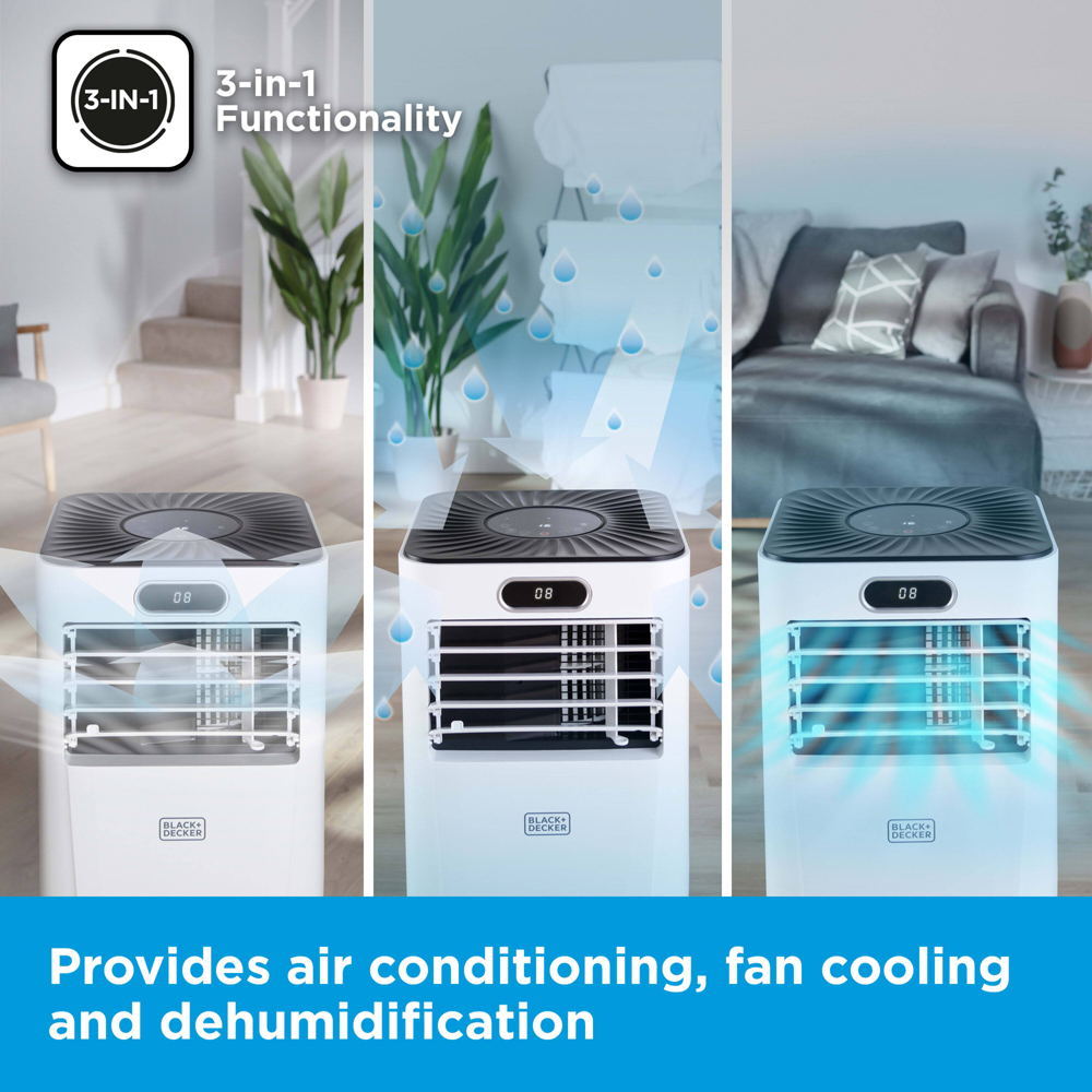 BLACK+DECKER White 3 in 1 9000BTU Portable Smart Air Conditioner Image 5