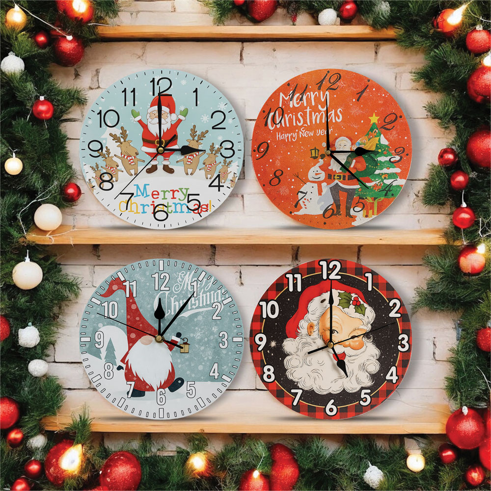 Xmas Haus Festive Santa and Snowman Christmas Clock Image 5