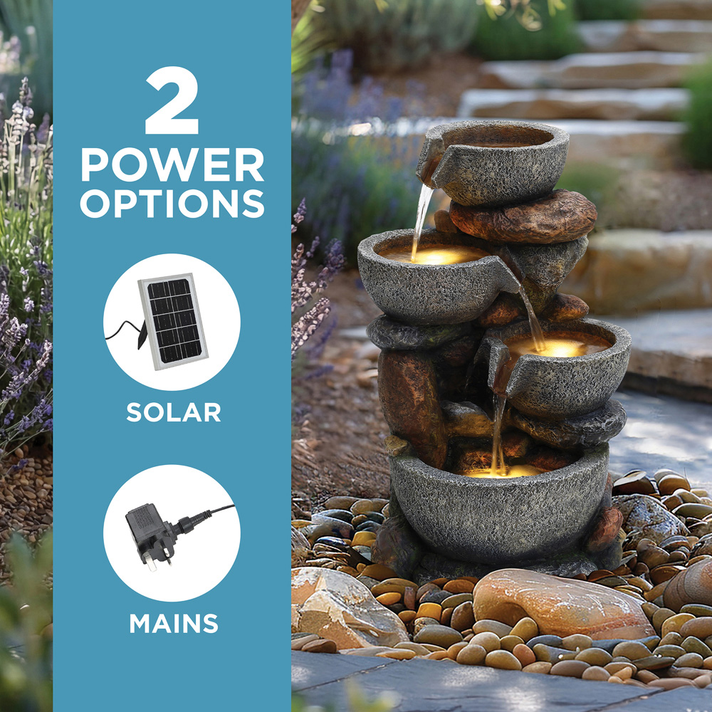 Charles Bentley Hybrid Rockery Cascading Bowls Water Feature Image 8