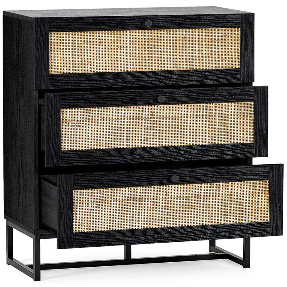 Julian Bowen Padstow 3 Drawer Black Chest of Drawers Image 3