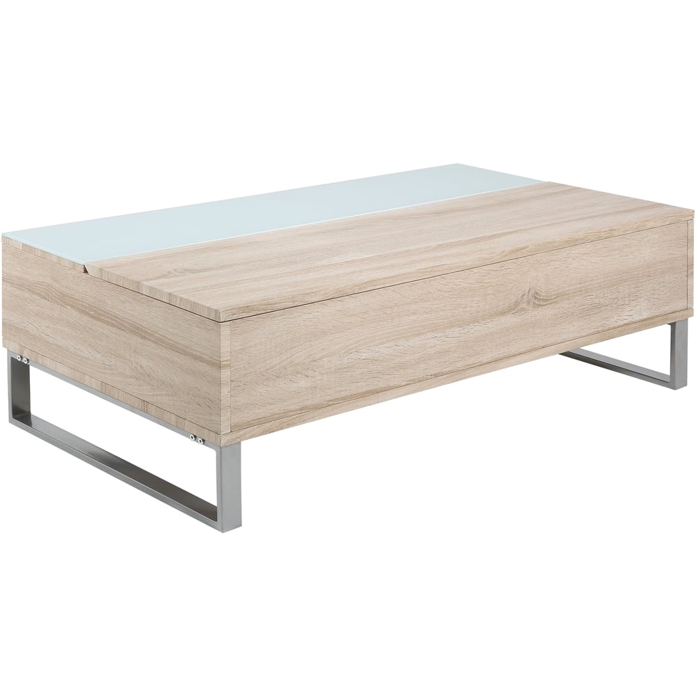 Florence Azalea Single Shelf White and Oak Lift Up Coffee Table Image 3